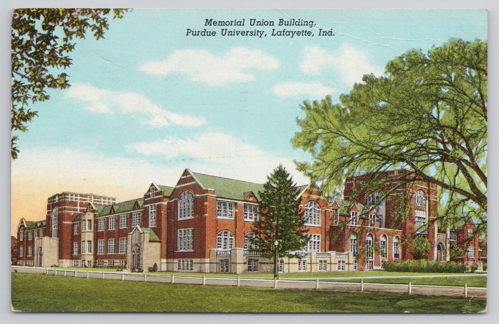 Purdue University Memorial Union Building Lafayette Indiana IN 1949 Postcard