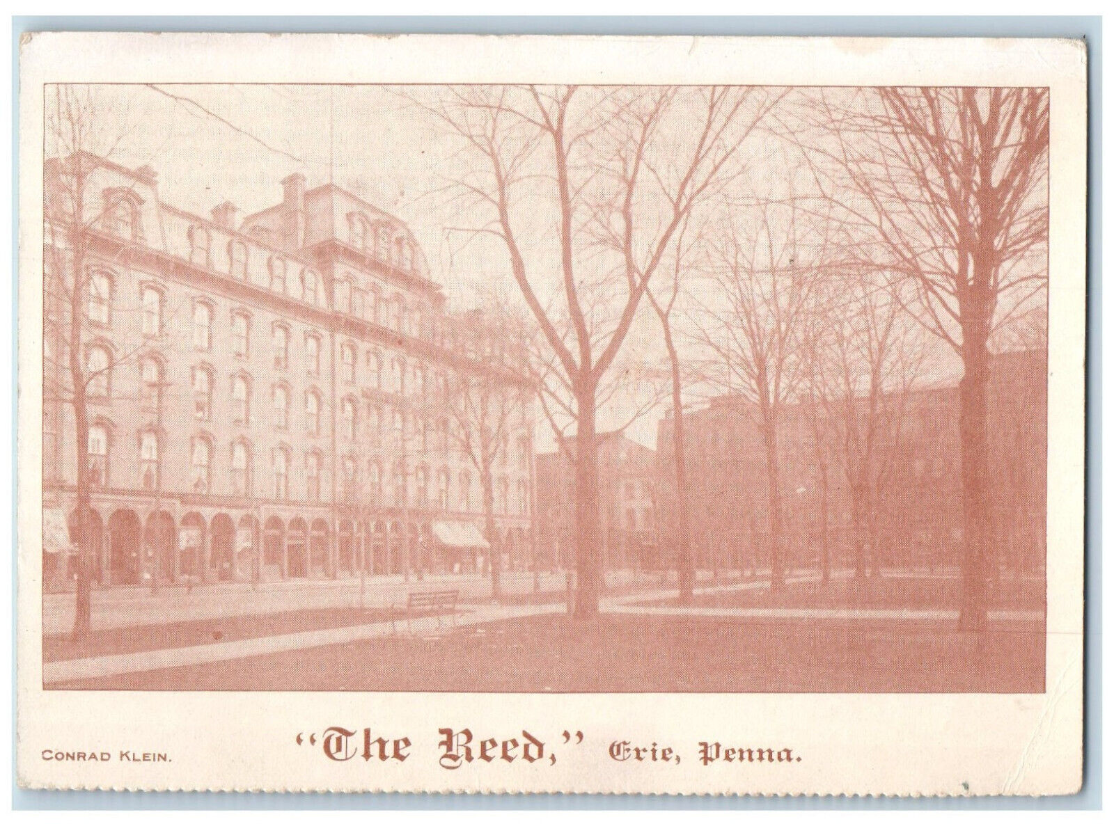 c1905 The Reed Erie Pennsylvania PA Antique Unposted Conrad Klein Postcard