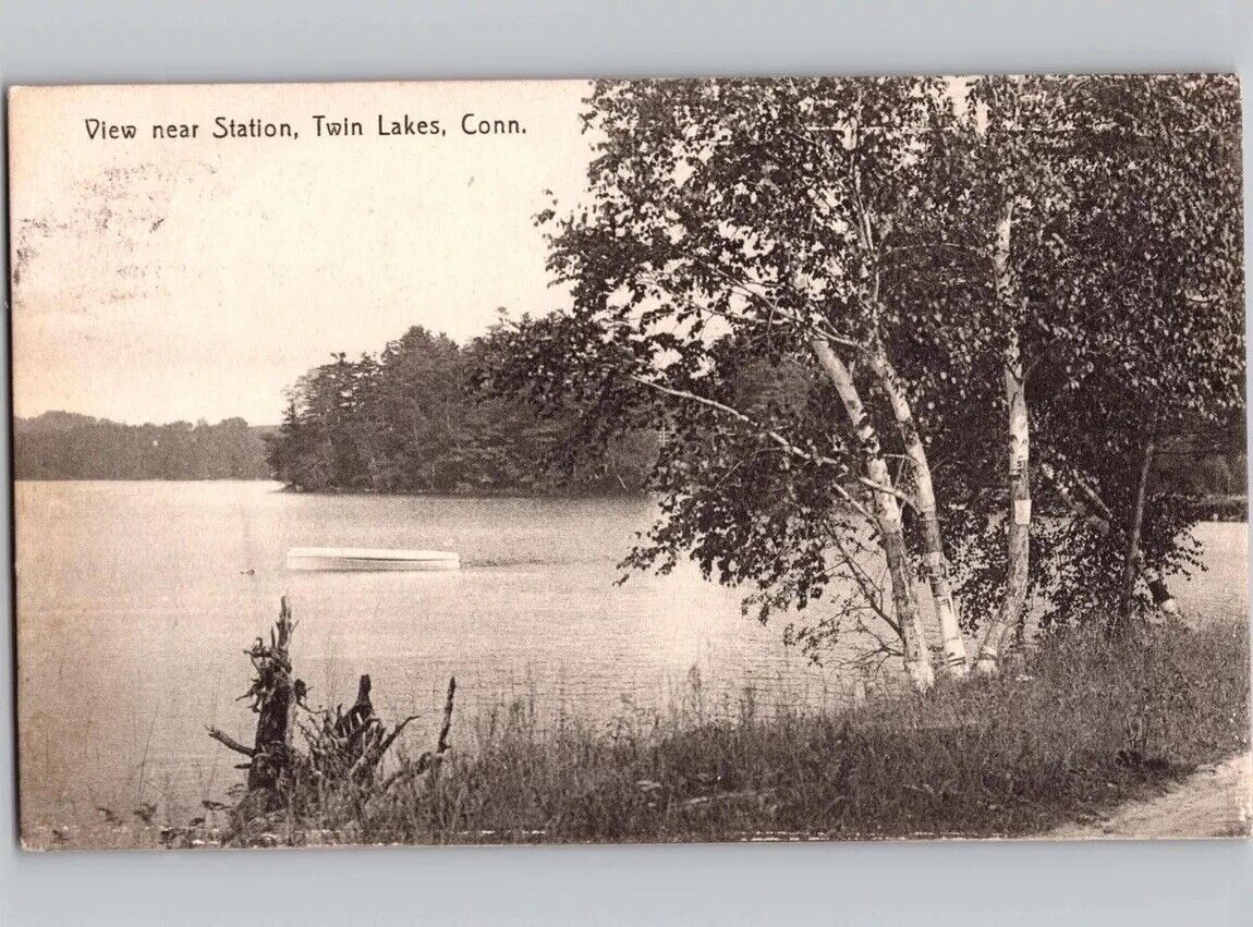 c1910 View Near Station Twin Lakes Connecticut CT Postcard