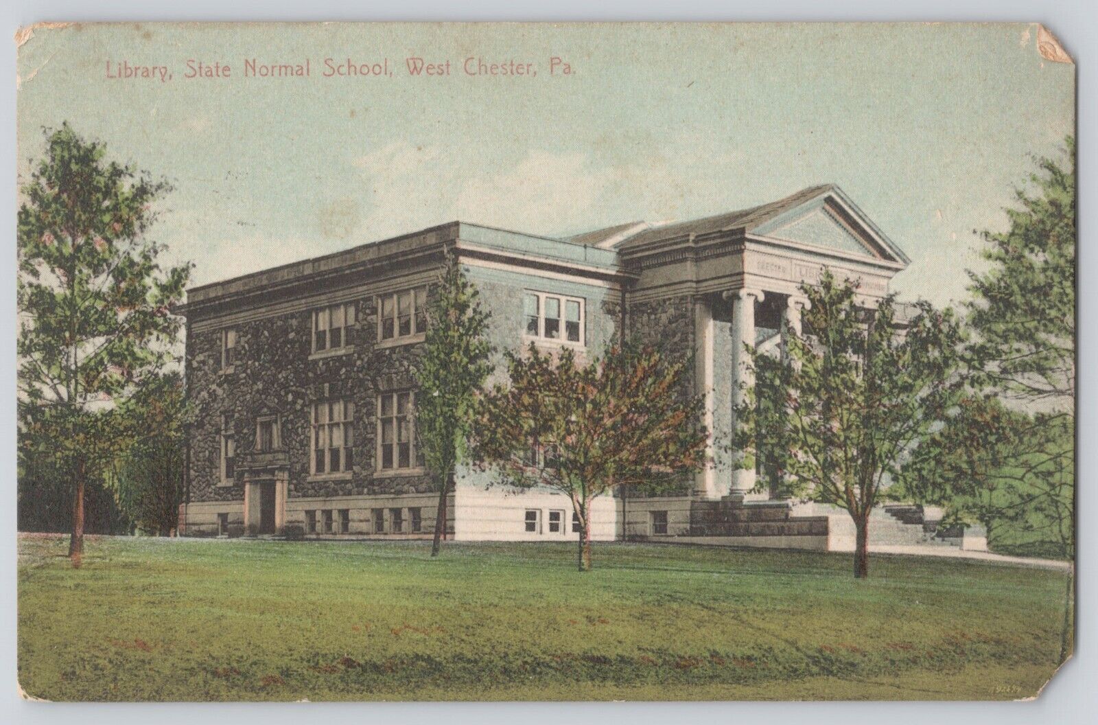 Postcard Pennsylvania West Chester State Normal School Library Antique 1914