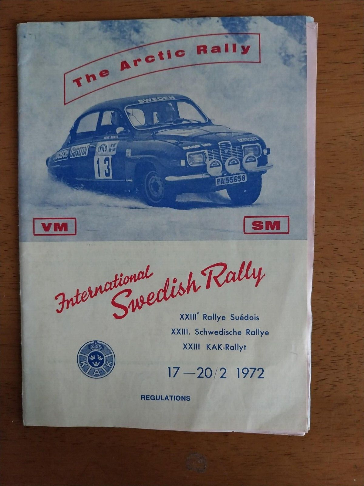 Swedish Rally  1972 Official Programme/Regulations