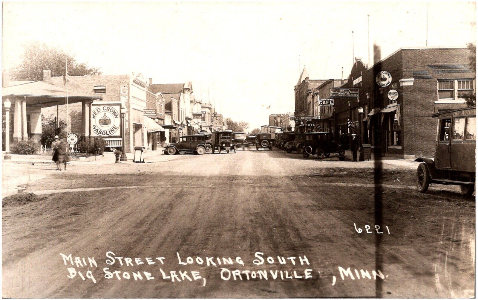 Main Street Looking South Big Stone Lake Ortonville Minnesota RPPC Postcard