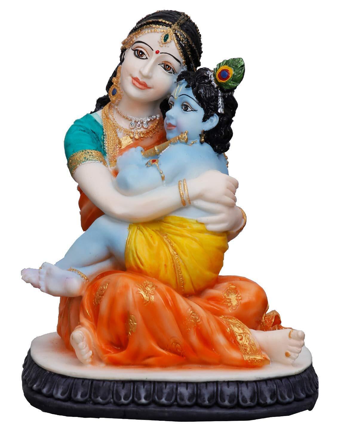 Handcrafted Little Krishna With Mom Yashoda Rare Statue For Home Office Decor