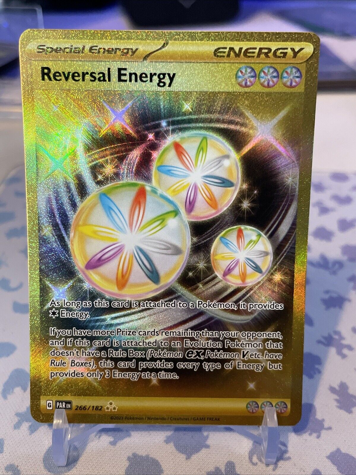 Pokemon Card Reversal Energy 266/182 Paradox Rift Hyper Rare Gold NM
