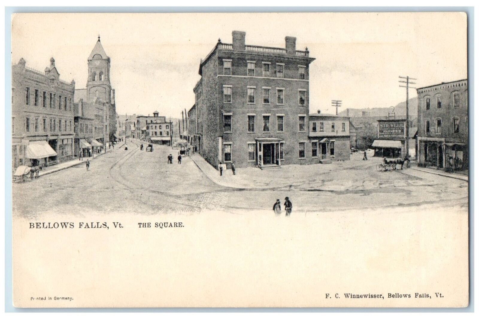 c1905s The Square Buildings And Shops Bellows Falls Vermont VT Unposted Postcard