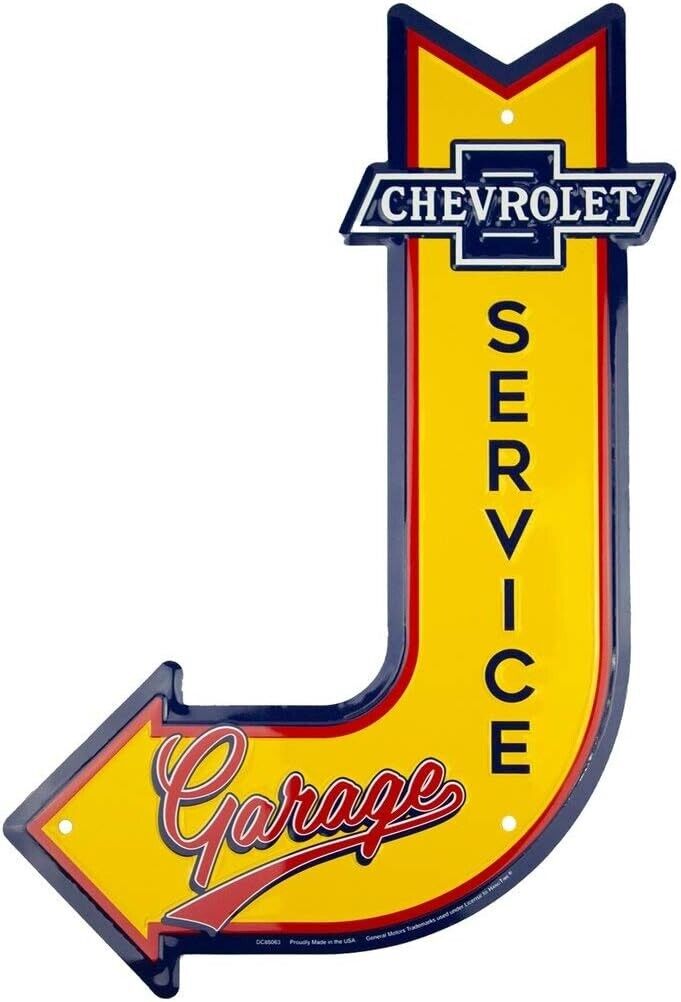Chevrolet Service Garage Sign, Vintage Chevy Metal Automotive Wall Art Decor, 11
