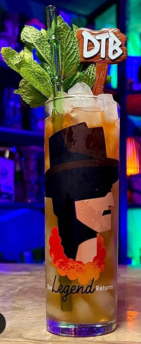 Vtg Don Beachcomber Legend Zombie Glass & 2 Swizzle Stirs Tiki Drinking Cocktail