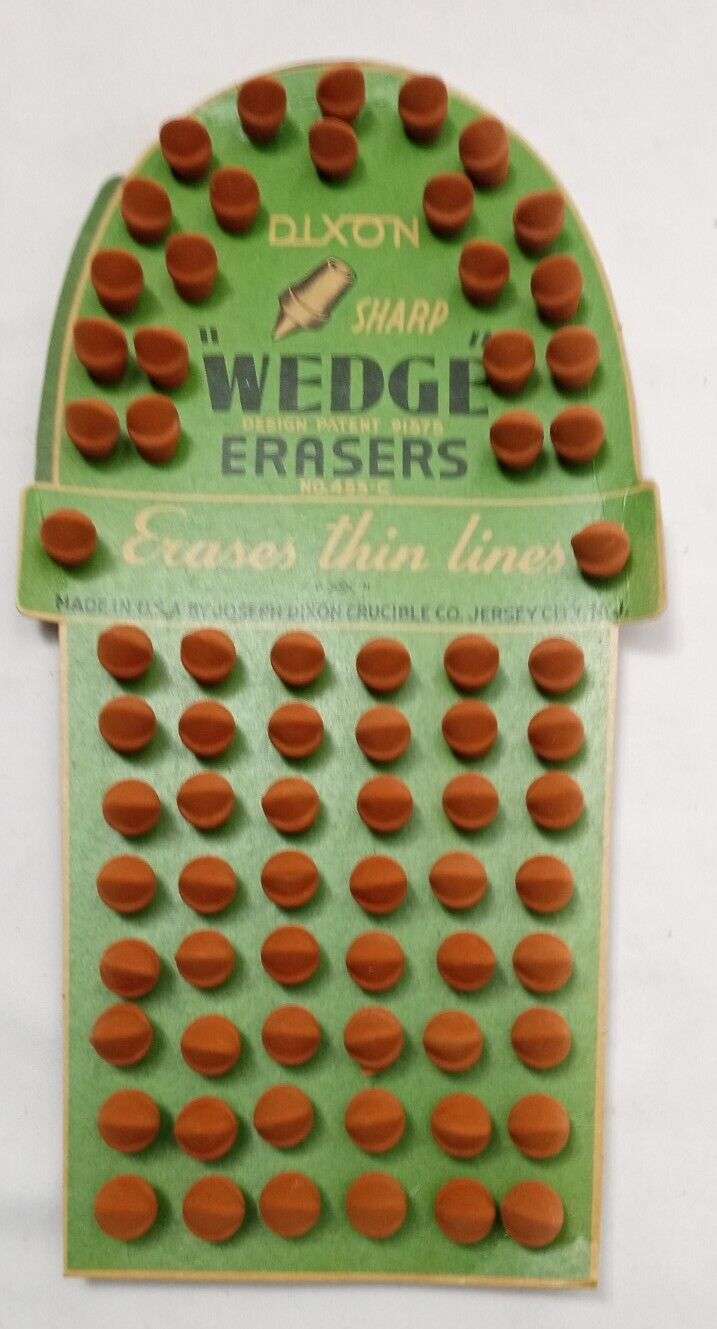 New Vintage Dixon Wedge Eraser Retail Card Half Gross
