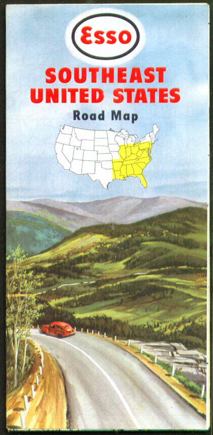 Esso Gasoline Road Map Southeast United States 1948