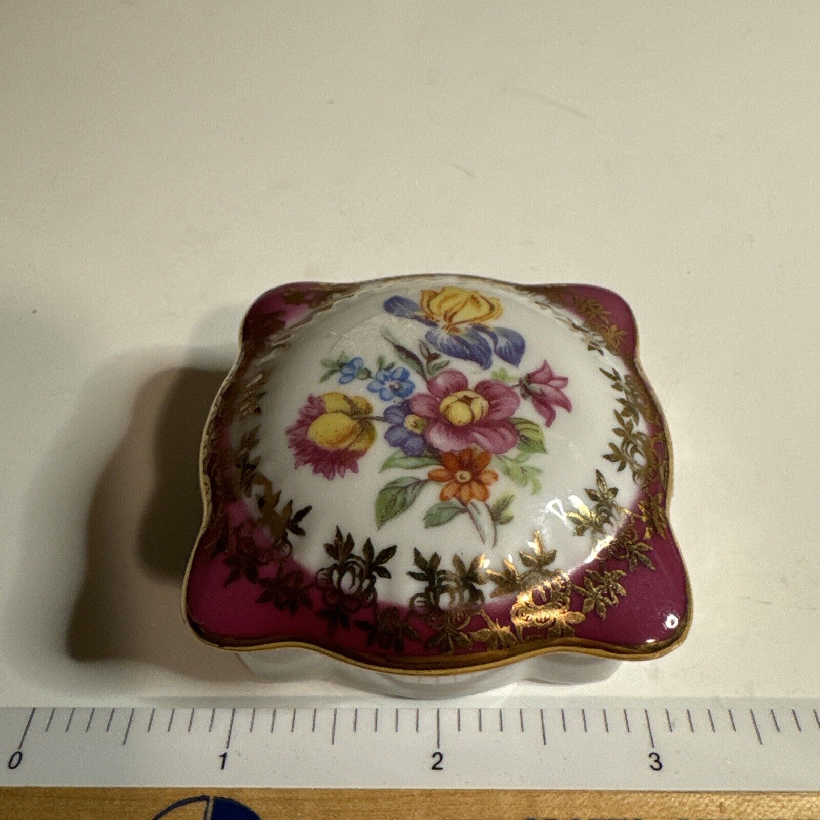 Vintage PM Germany Trinket Box, Flowers, Great Condition