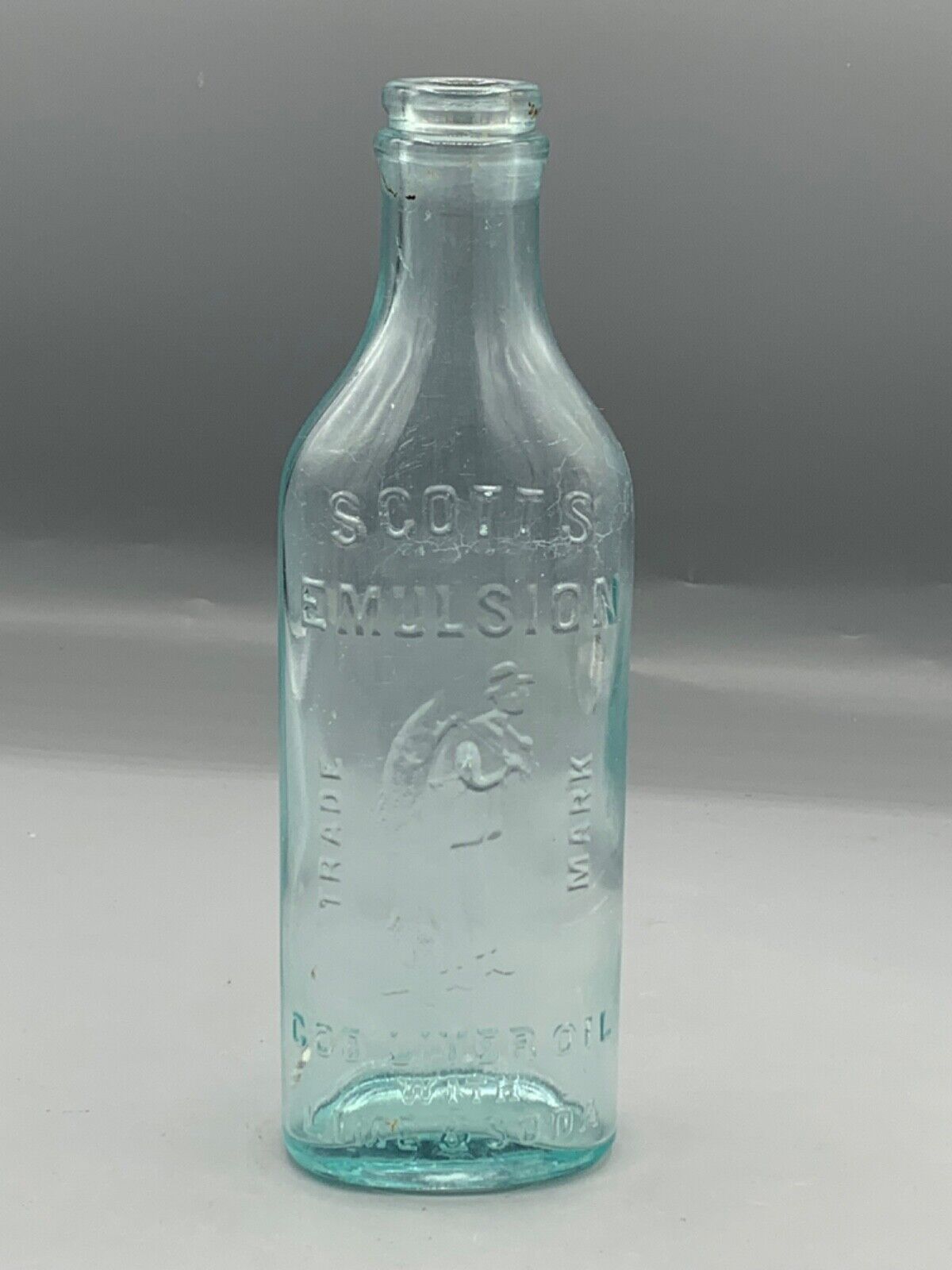 Vintage lt blue Bottle  - Scott’s Emulsion Cod Liver Oil with Lime & Soda