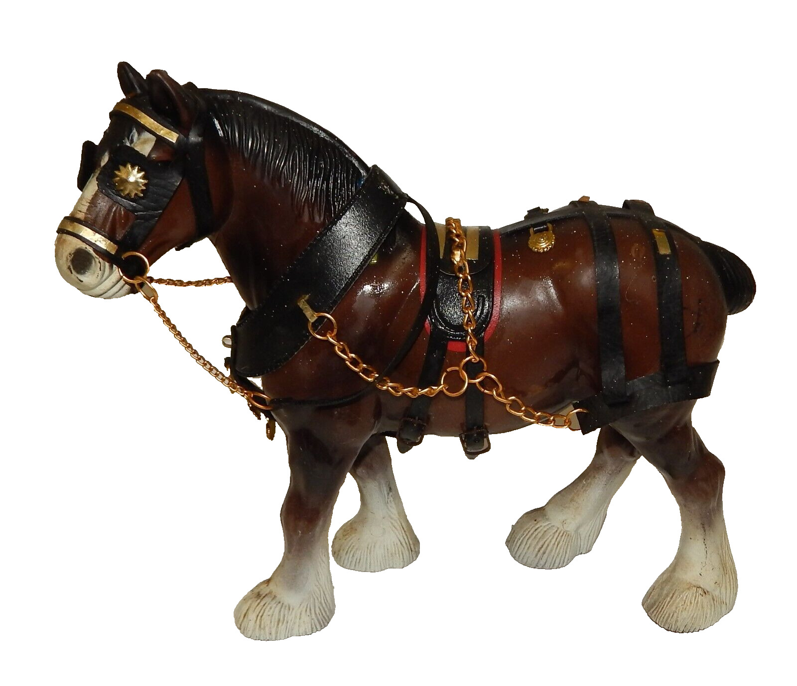 Vtg Hard Plastic Clydesdale Horse Figure with Tack Parade Dress Hong Kong