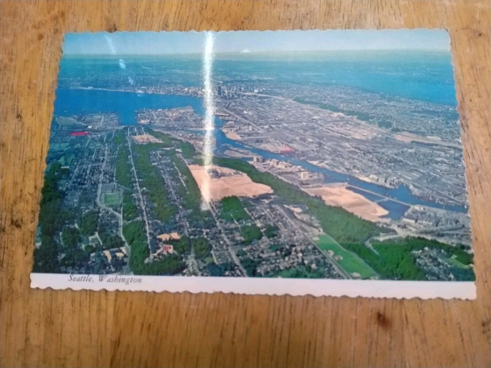 Postcard Seattle WA Washington Waterfront Port Skyline Aerial View Vintage PC