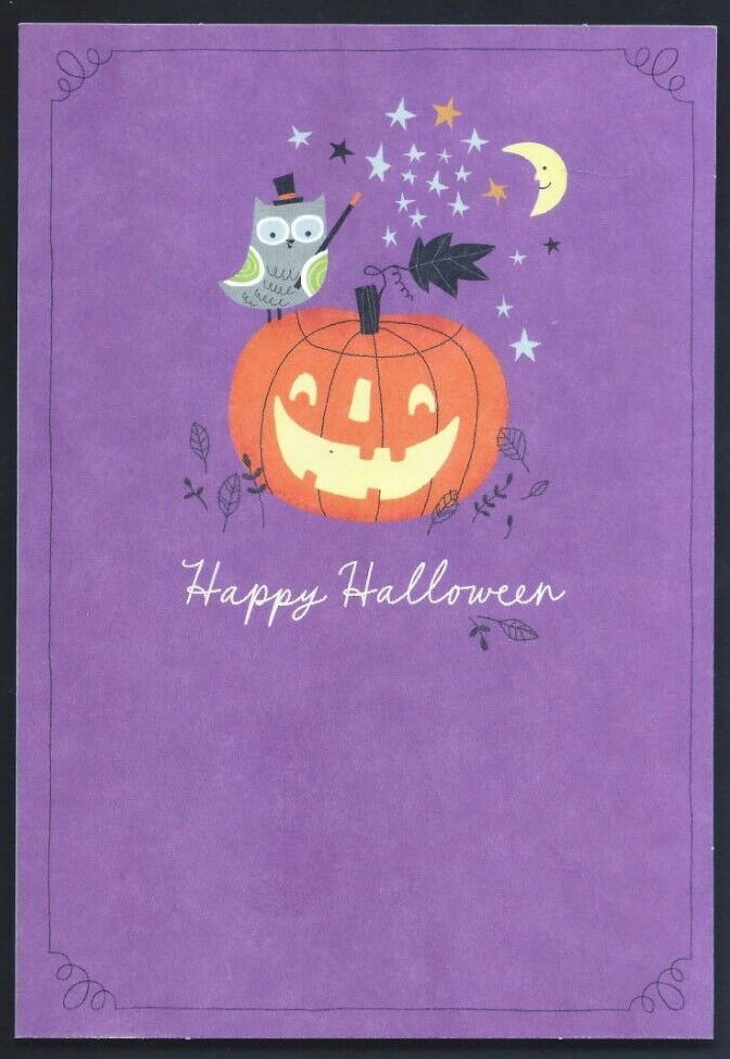 NEW Hallmark Happy Halloween Cute Pumpkin & Owl Greeting Card W/Envelope
