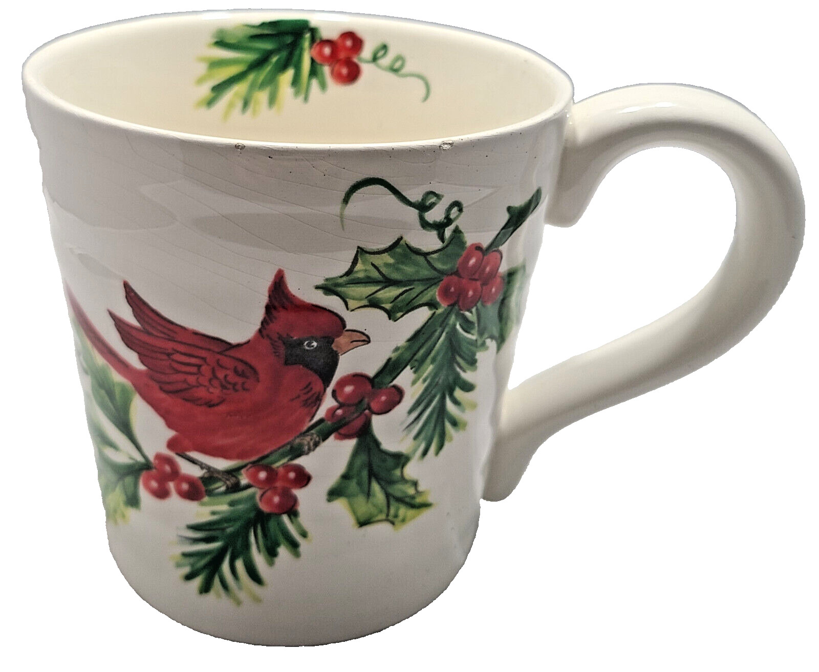 Maxcera Christmas Holiday Holly Cardinal Pine Cone Coffee Mug