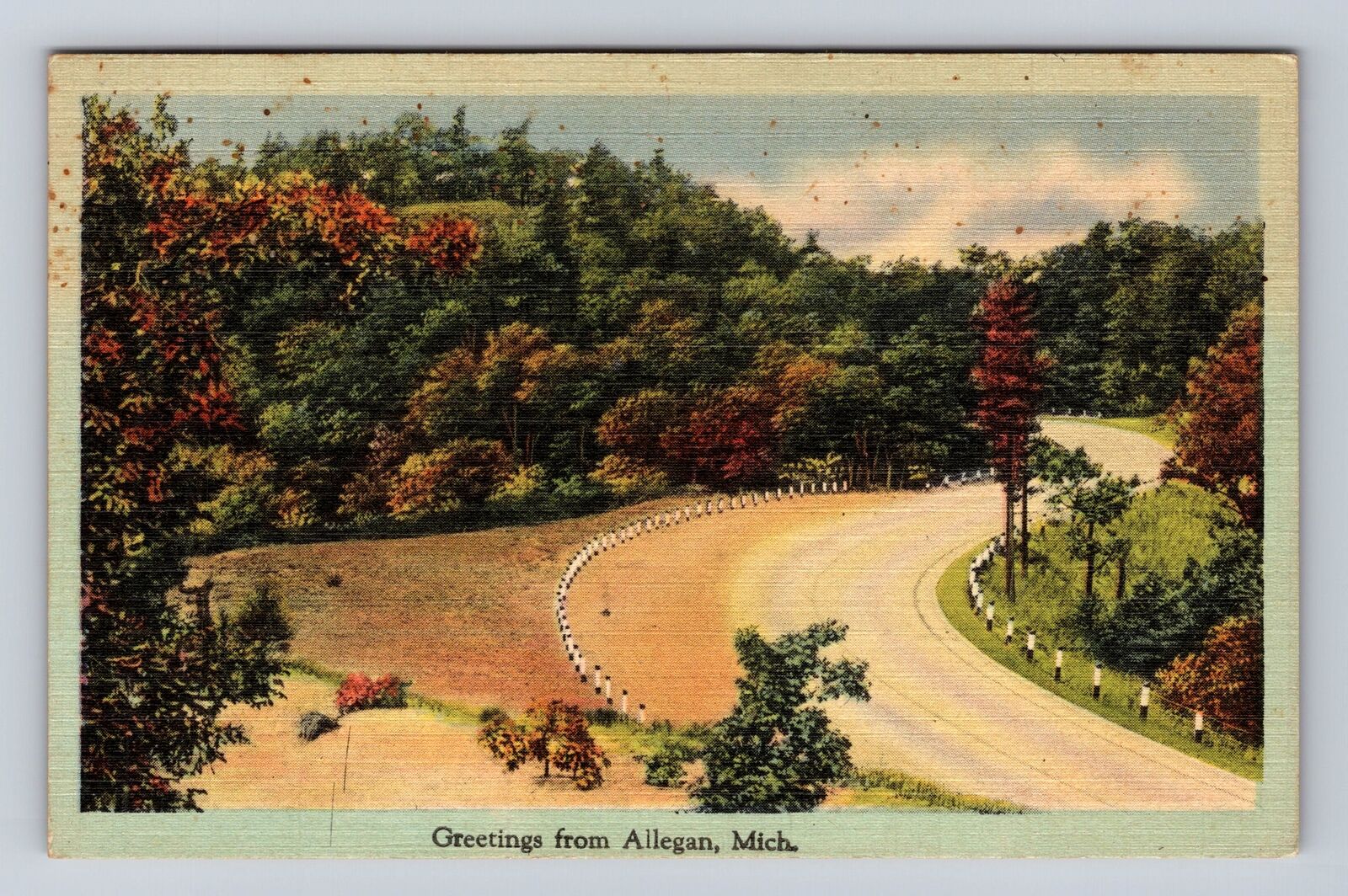 Allegan MI-Michigan, General Greetings Road, Antique, Vintage Souvenir Postcard