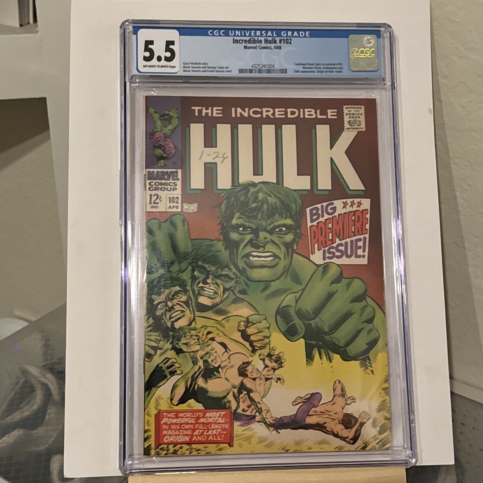 Incredible Hulk 102 Marvel 1968 CGC 5.5 Marie Severin Origin Retold