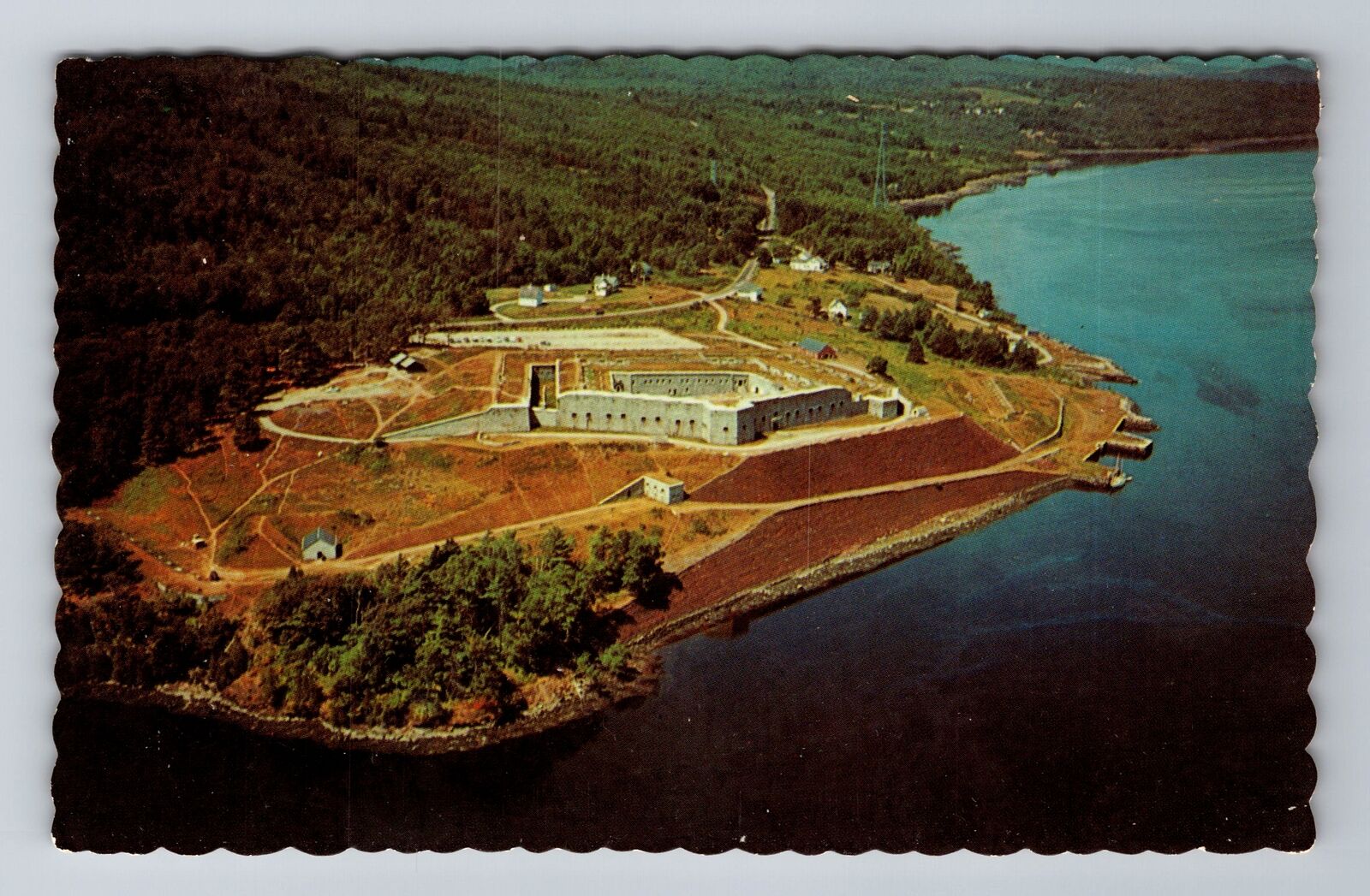 Bucksport ME-Maine, Aerial Fort Knox Civil War Training Camp, Vintage Postcard