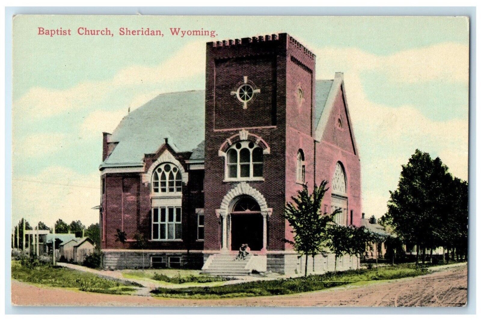 c1910 Baptist Church Chapel Exterior Sheridan Wyoming Vintage Antique Postcard