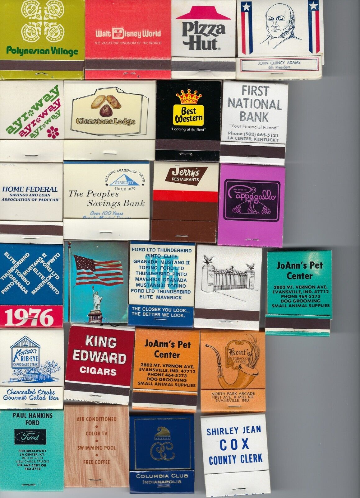 25 matchbooks unused disney, pizza hut, president, king edward, jerry's, etc