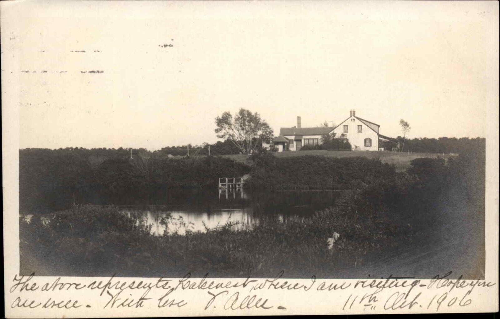 Home & Pond - South Harwich Cape Cod MA 1906 Cancel Real Photo Postcard