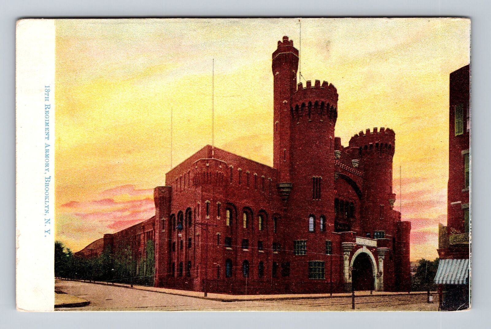 Brooklyn NY-New York, 18th Regiment Armory, Antique Souvenir Vintage Postcard