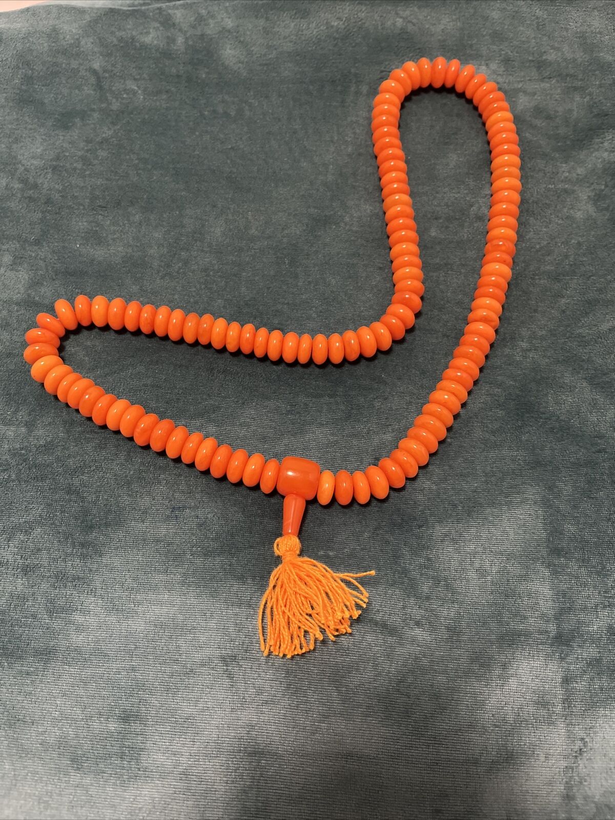 Vintage Tibaton Orange Bakelite Prayer Beads Tasbih Misbaha 100% Tested