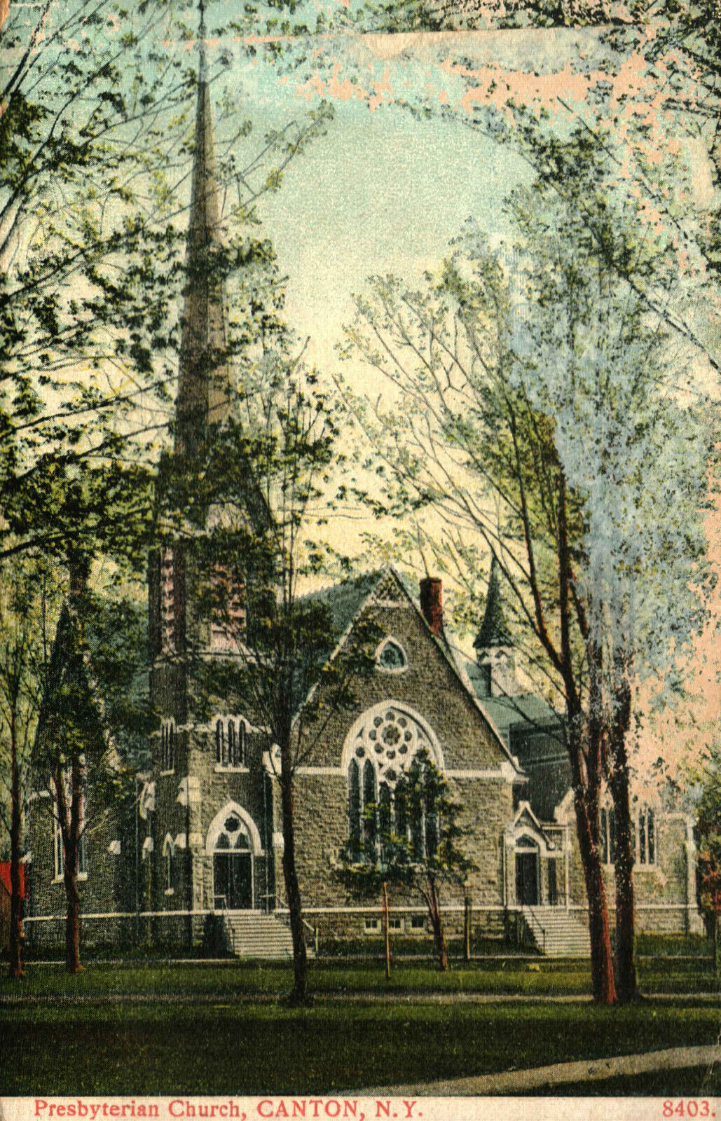 Postcard Presbyterian Church Canton NY New York
