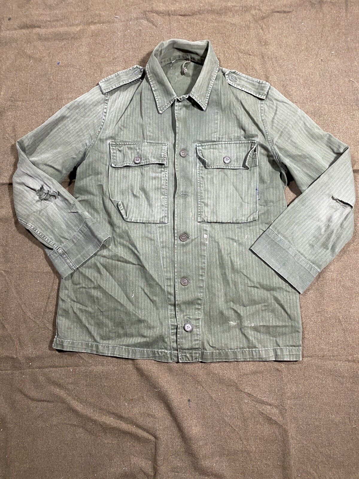 Vintage HBT Military Shirt Field Jacket USMC Fatigue vietnam korea