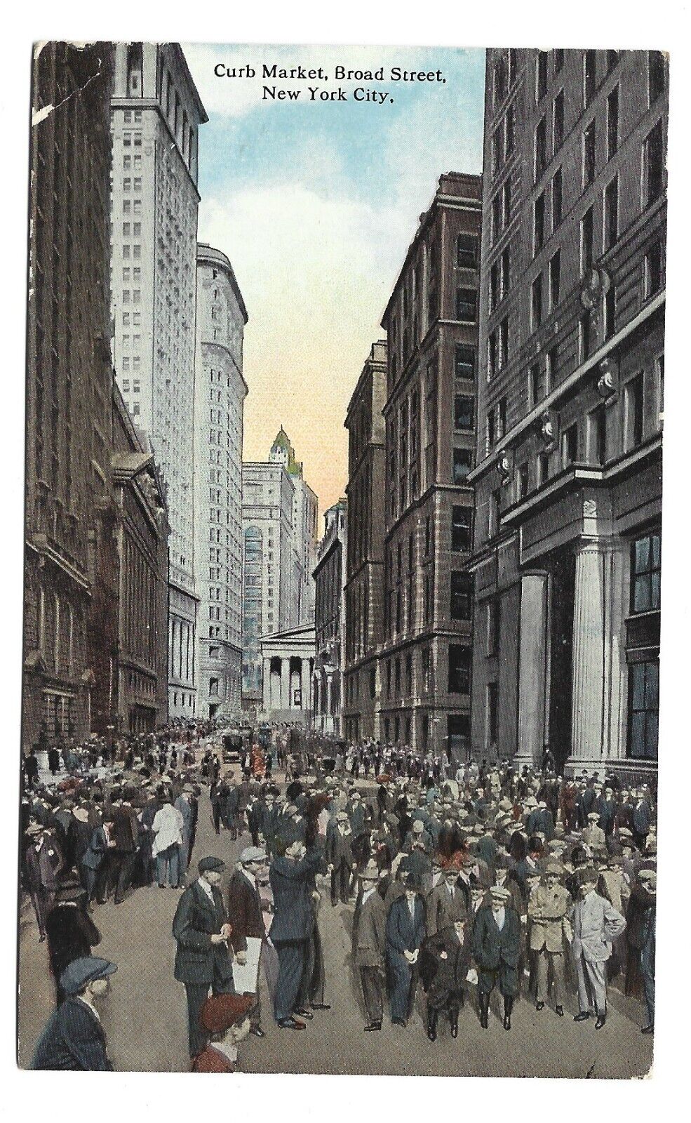 1918 Postcard Curb Market Broad Street New York City