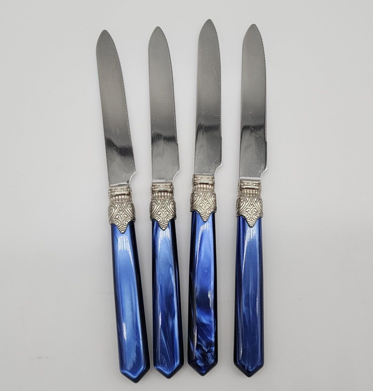 Stainless Knives Blue  Inox EME Italy Flatware 18/10  Lot of 3 A0025