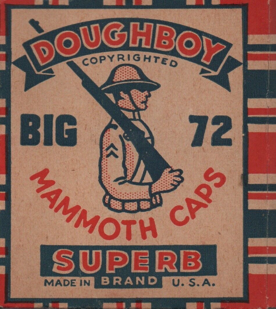 Doughboy Mammoth Superb Brand Caps Big 72 WWI Patriotic Advertising Soldier Full