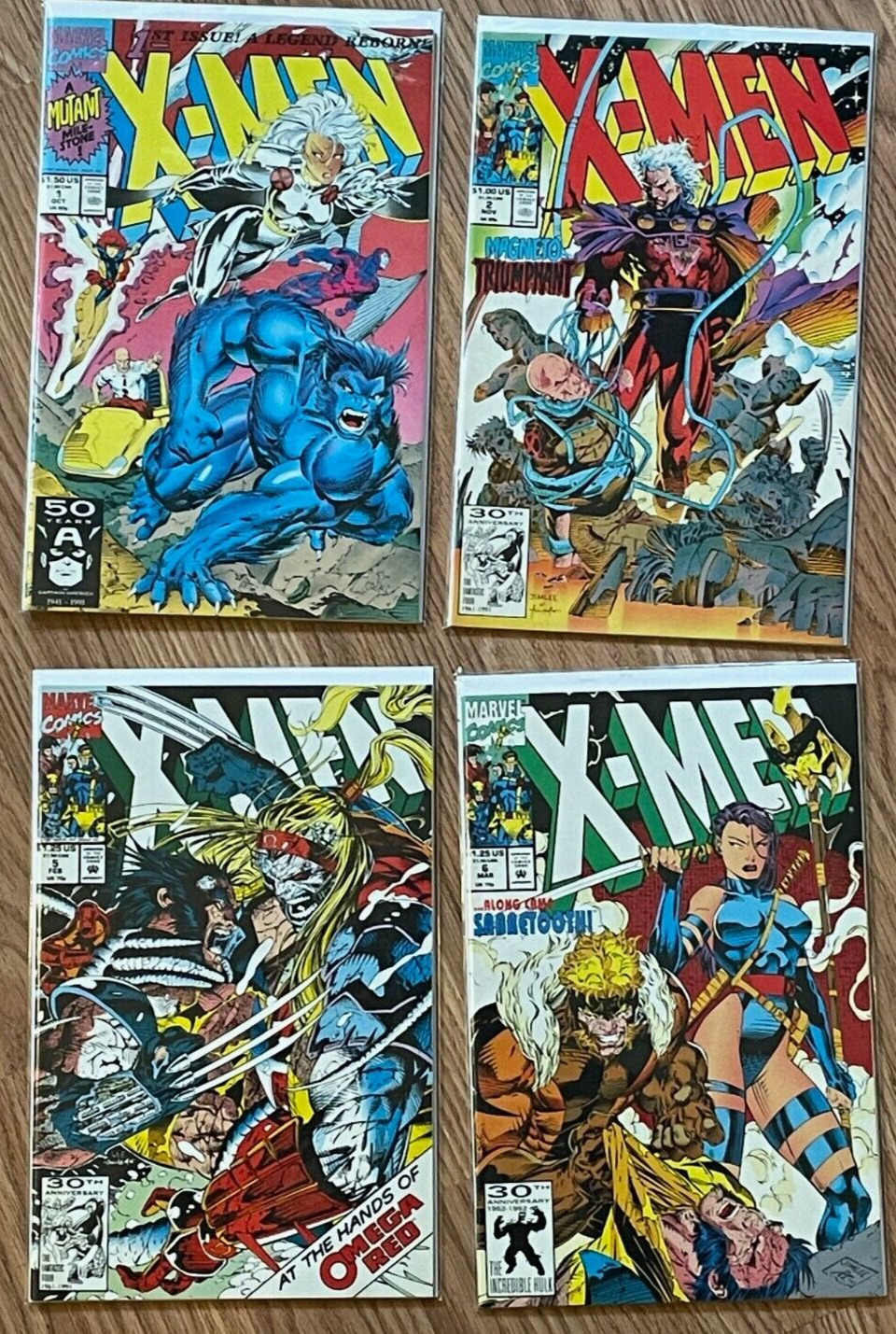 X-Men #1, 2, 5, 6 **FOUR COMIC LOT** -MARVEL COMICS -1991