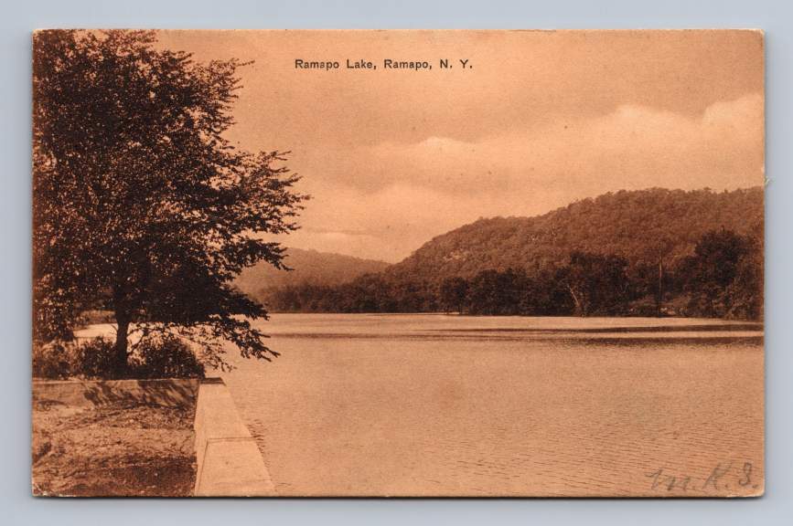 Ramapo Lake ~ Antique Rockland County New York Excelsior Collotype Postcard 1909