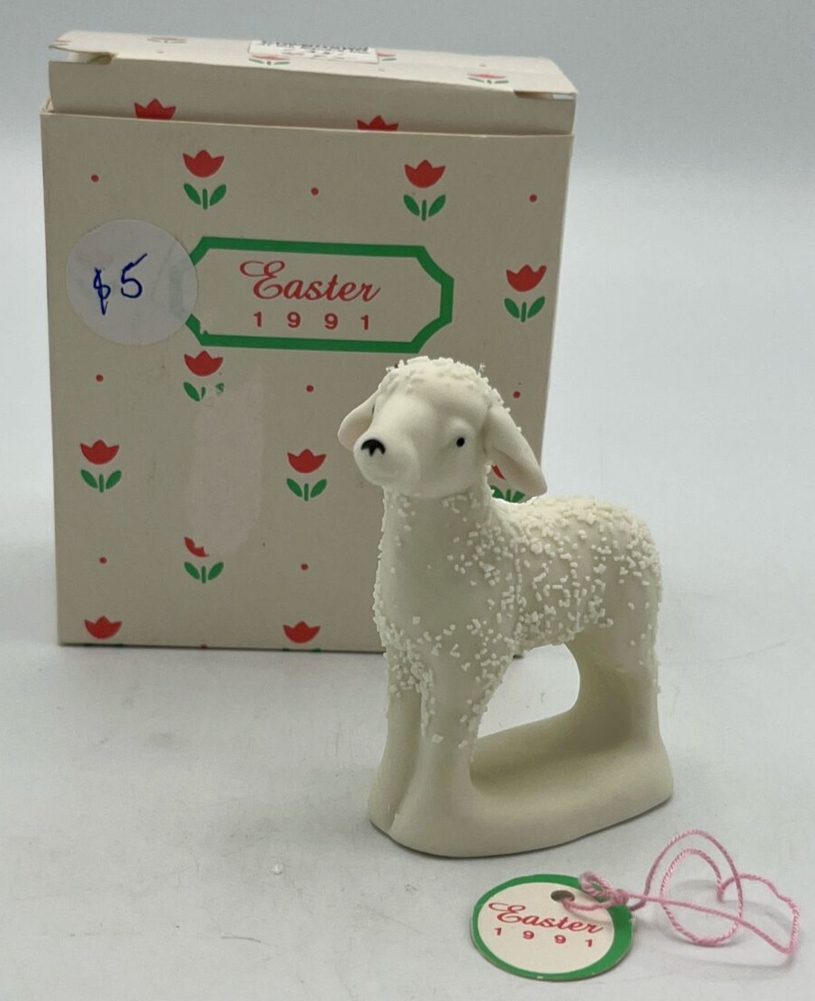 Dept Department 56 Snowbunnies Spring 1991 Porcelain Lamb Figurine 7393 - 8 Box