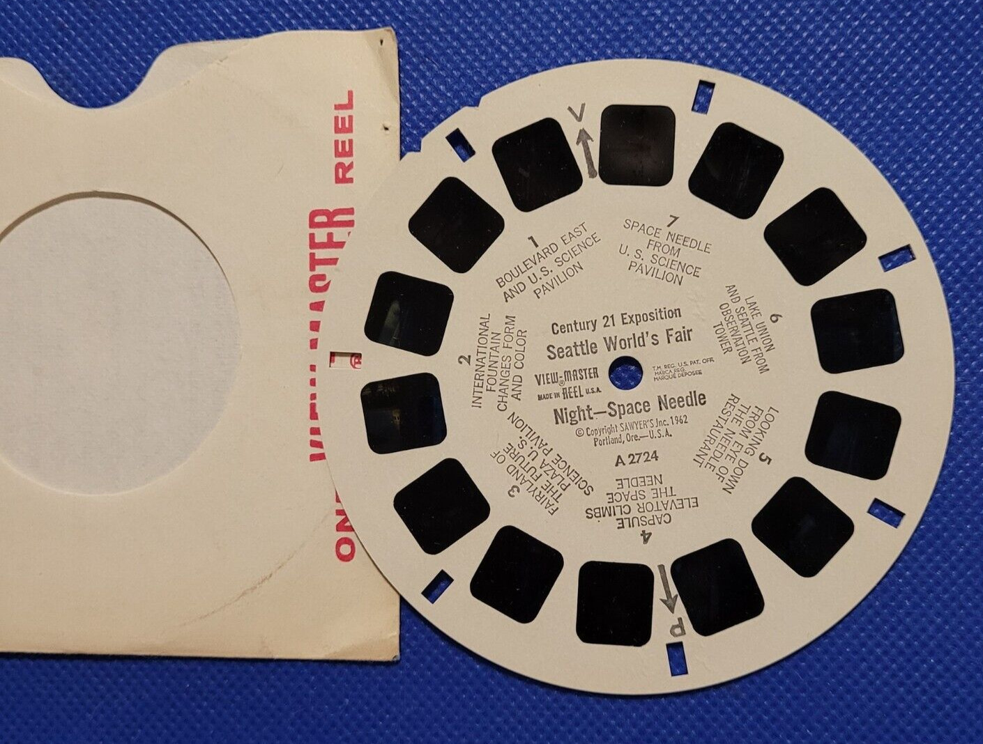 Sawyer's A2724 Seattle World’s Fair Night - Space Needle view-master reel 1962