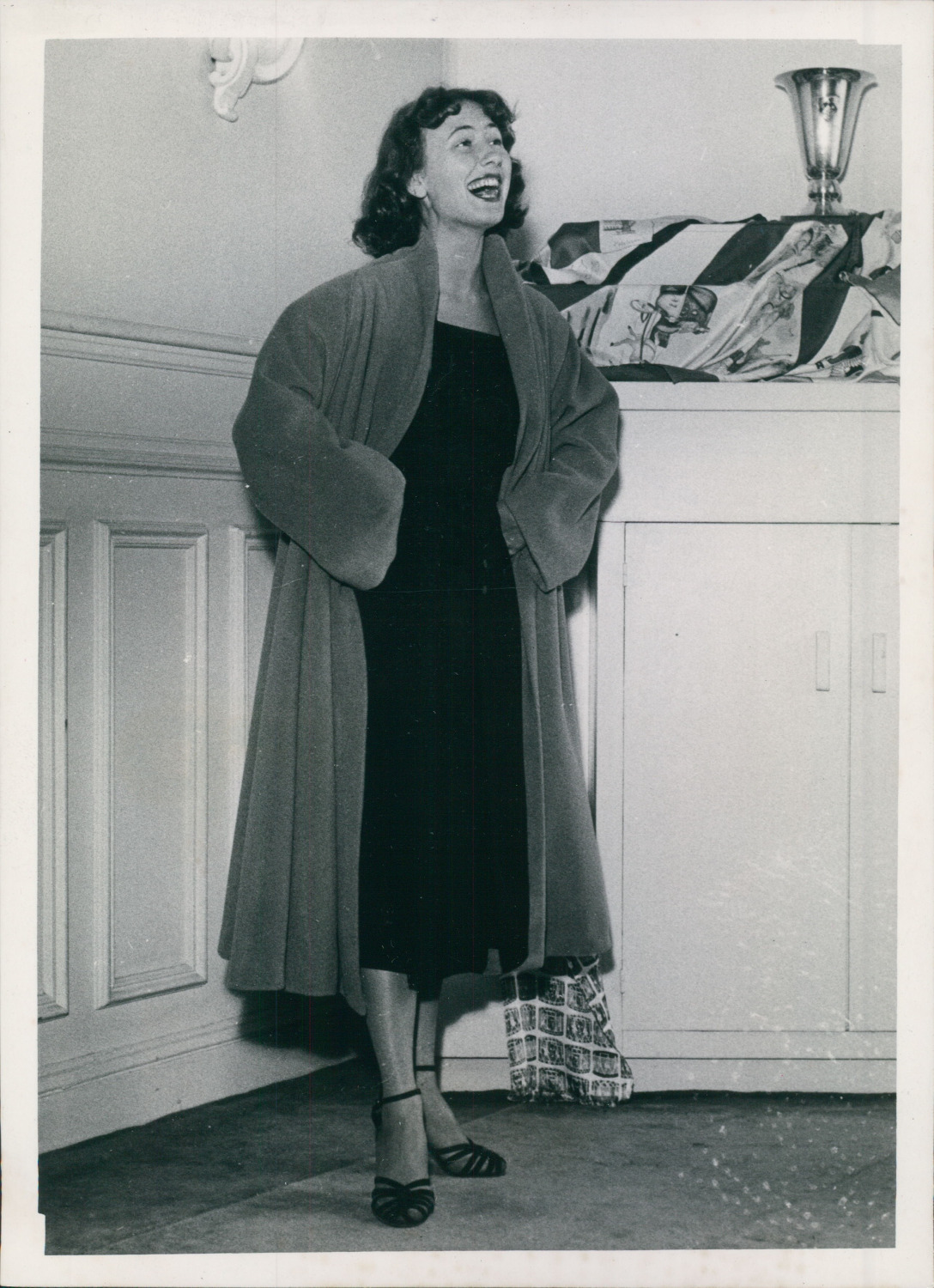 1950 Actress Loleh Bellon in a Coat by Creator Georges Reynald 