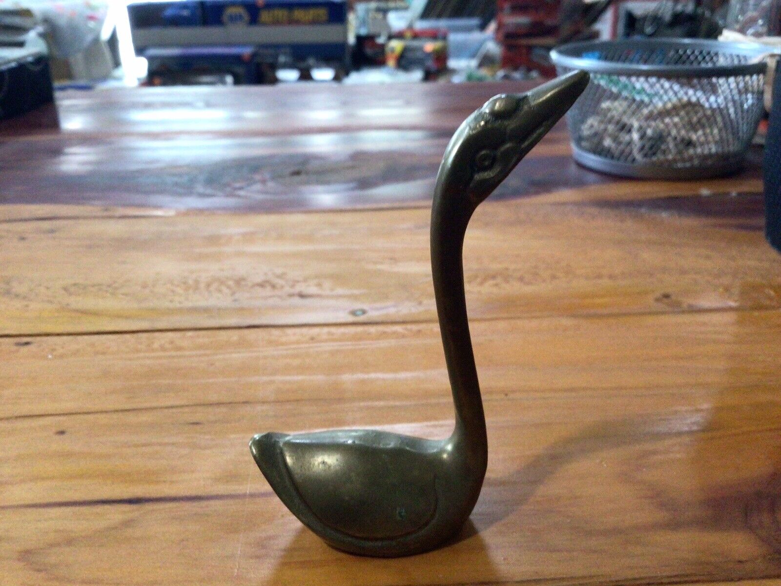 Vintage 3 3/8 Solid Brass Swan
