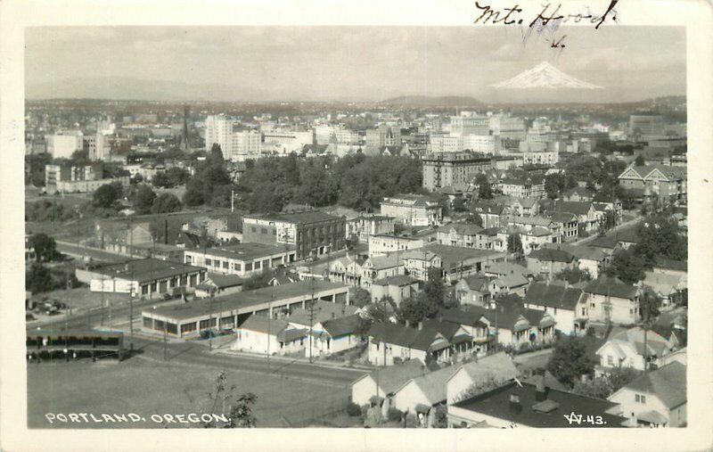 Aerial View Portland Oregon 1948 RPPC Photo Postcard 20-848