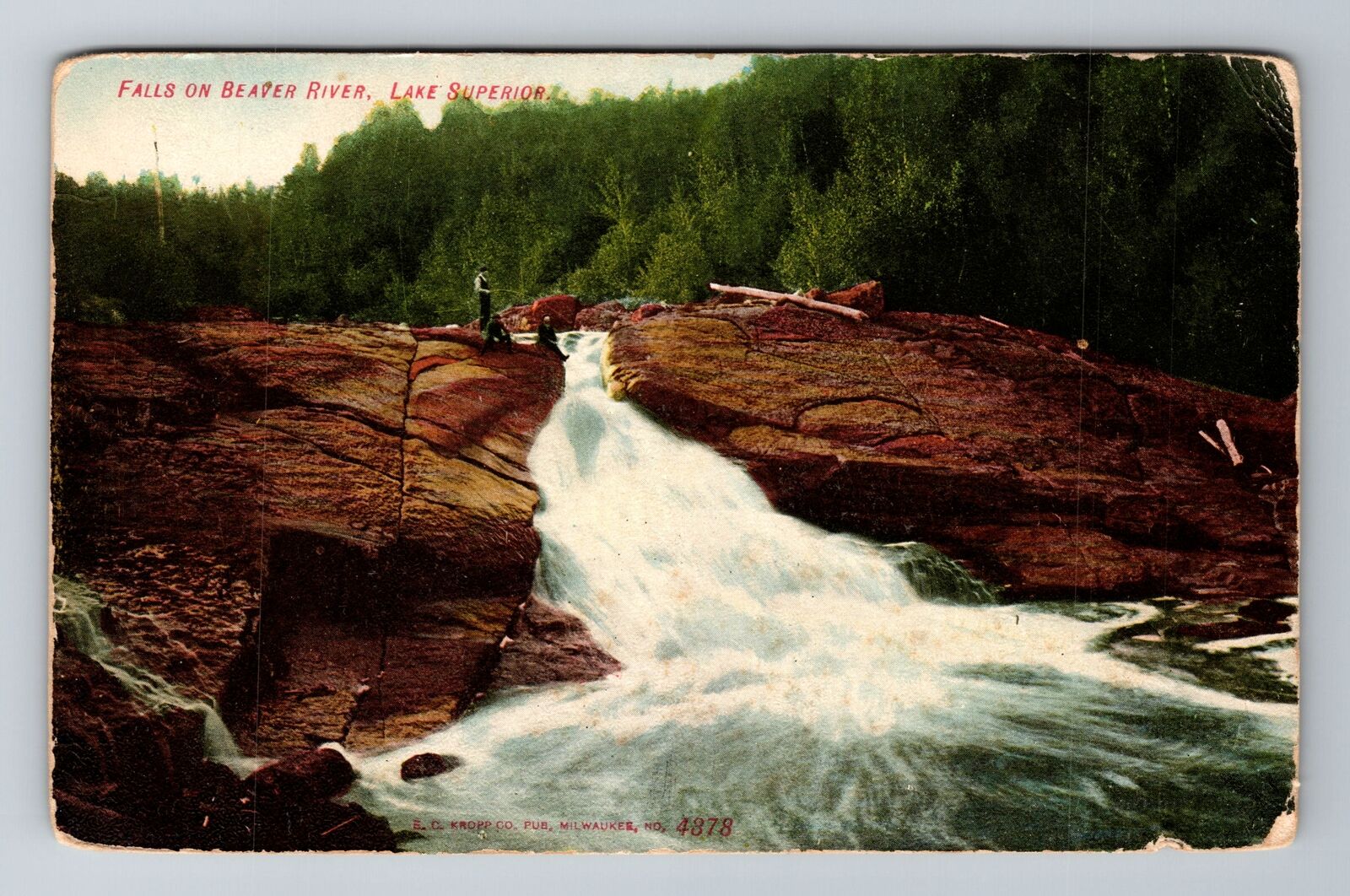 Lake Superior MN-Minnesota, Falls on Beaver River, Antique Vintage Postcard