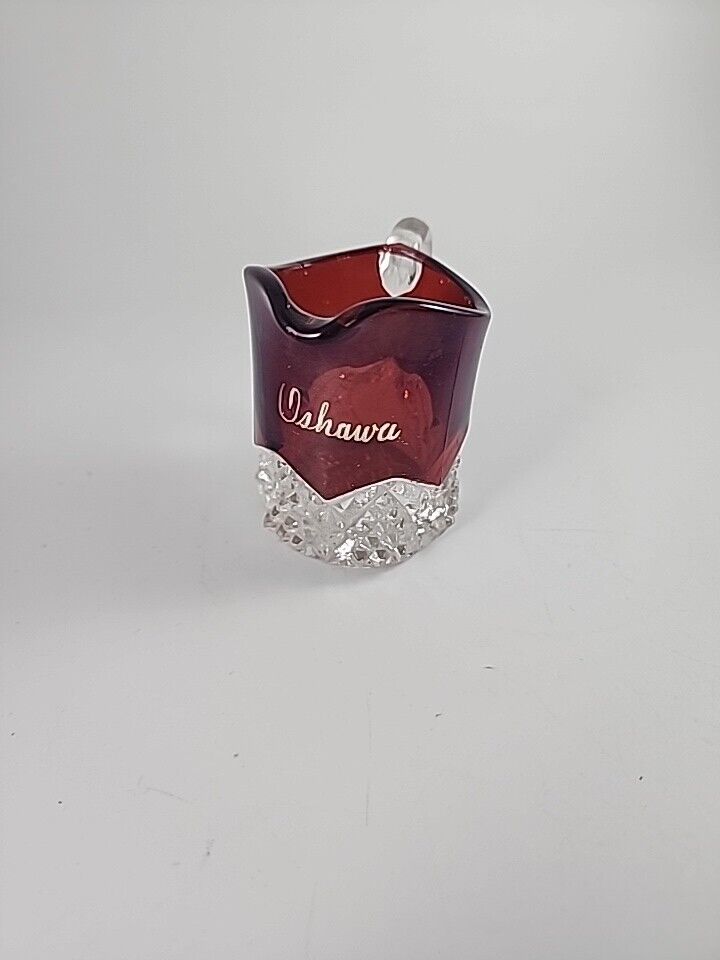 Antique Ruby Red Flash Glass Souvenir Creamer - Oshkawa
