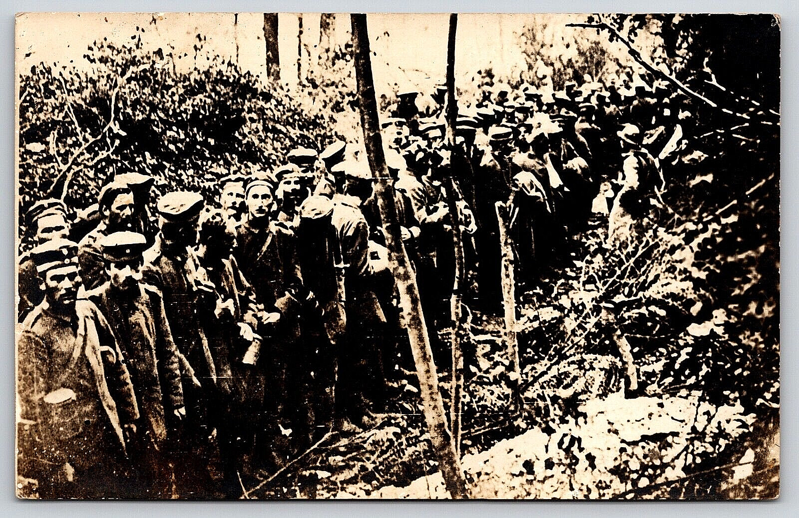 Original Vintage Antique Real Photo Postcard World War 1 Soldiers Forest RPPC