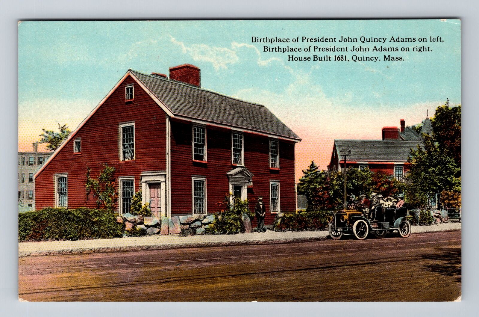 Quincy MA-Massachusetts, Homes of John Q Adams, John Adams Vintage Postcard