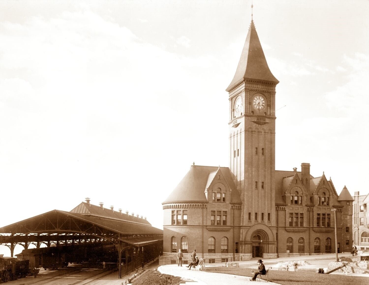 1898 Chicago & NW RR Station, Milwaukee Vintage Photograph 8.5\