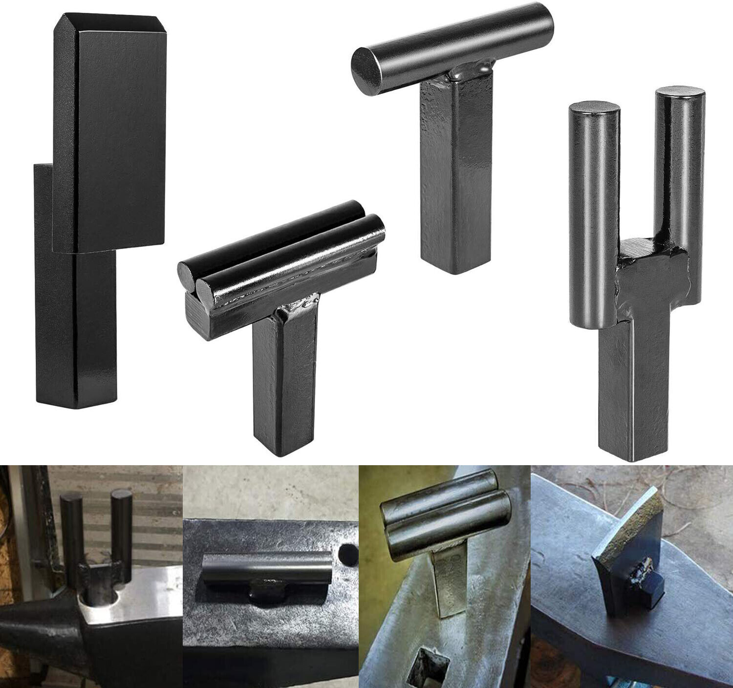 4Pcs Steel Blacksmith Anvil Hardy Tool Set Fits 1\