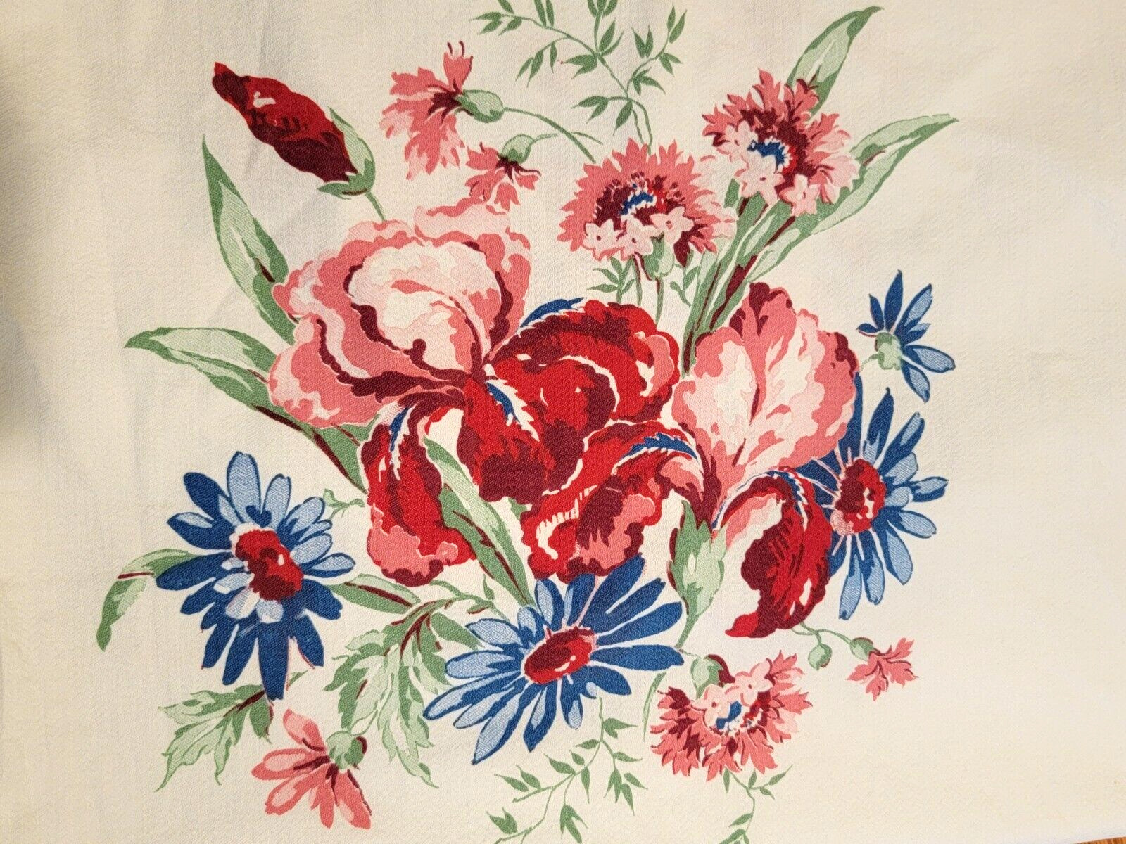 Vintage Tablecloth 50x66 St Regis Floral Bouquet