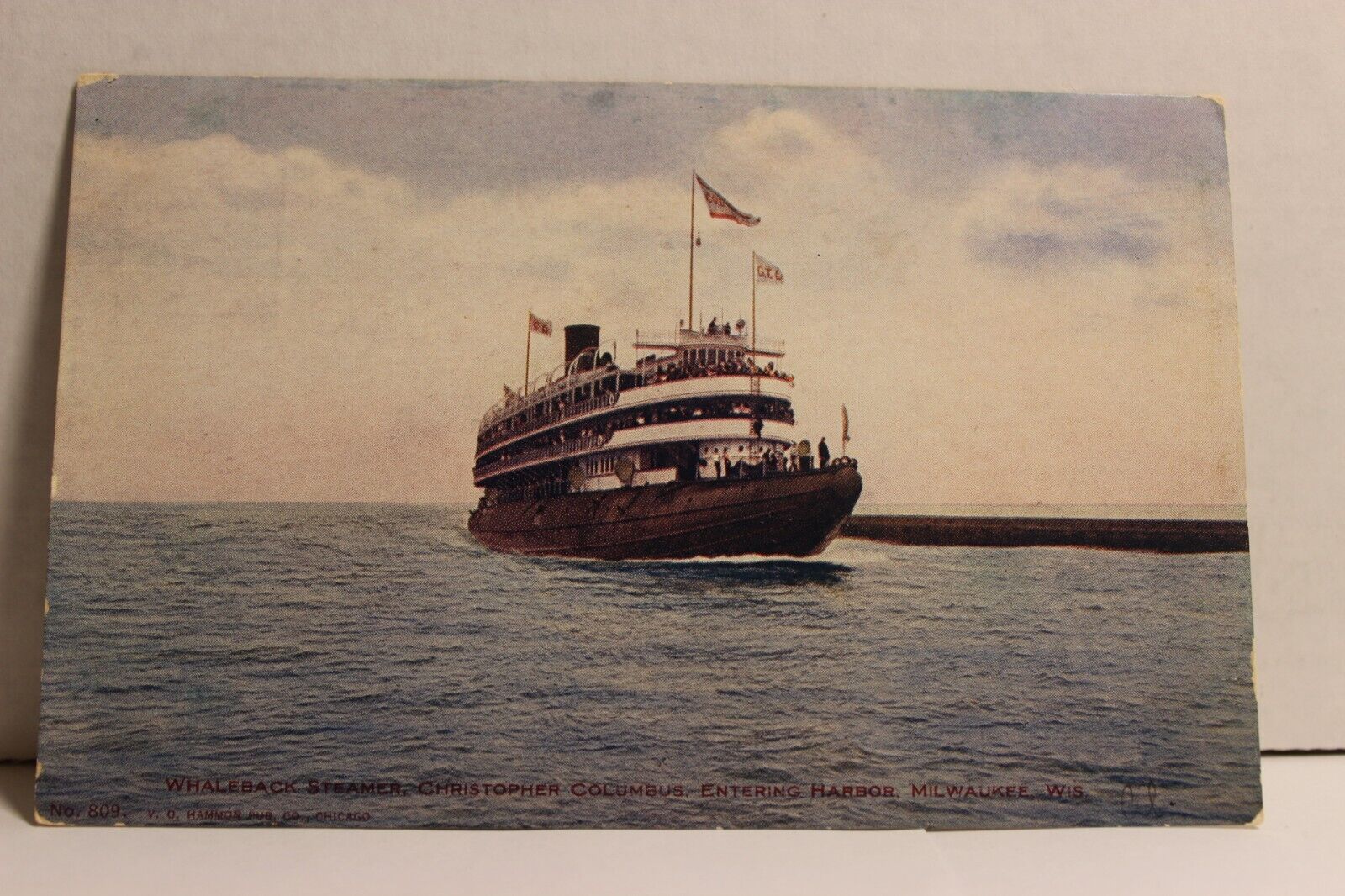 Whaleback Steamer Christopher Columbus Entering Harbor Milwaukee Wisconsin