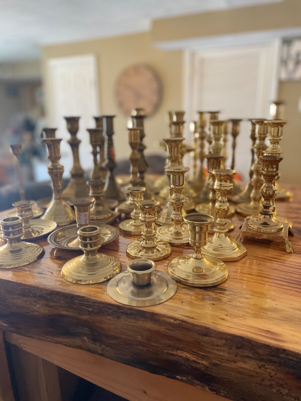 vintage brass candlestick holders- assortment of 38