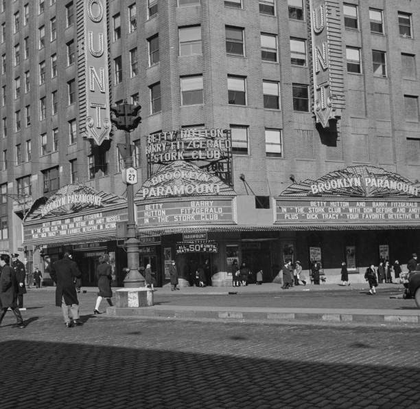 The marquee advertises a screening \'The Stork Club\' Brooklyn Param Old Photo