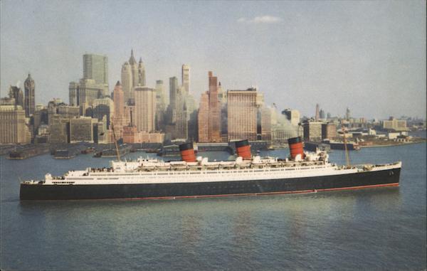 Steamer Cunard R.M.S. Queen Mary-81,237 Tons Chrome Postcard Vintage Post Card